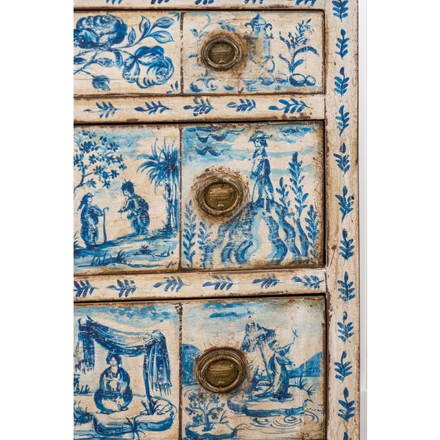 Wood 19th Century Delft Painted Italian Commode (C. 1840) For Sale - Image 7 of 12