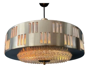 Mid-Century Modern Ufo Pendant Lamp with Crystal Glass