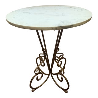 Vintage Wrought Iron Marble Center Table For Sale