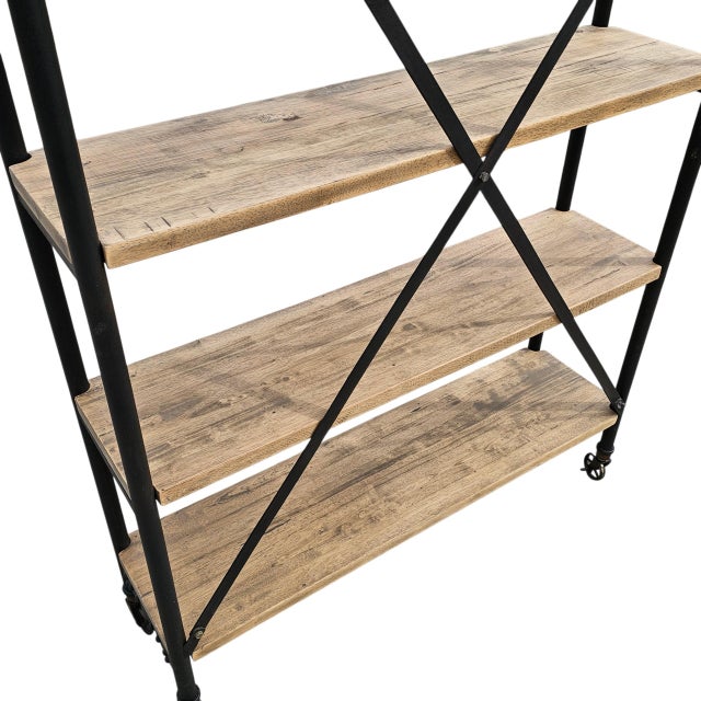 Bramble | Mercantile Book Rack 71" | Handcrafted Solid Wood Industrial Bookcase For Sale - Image 6 of 13