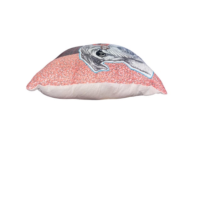 Custom Whimsical Bulldog Throw Pillow With Monocle Patchwork Design For Sale - Image 4 of 5
