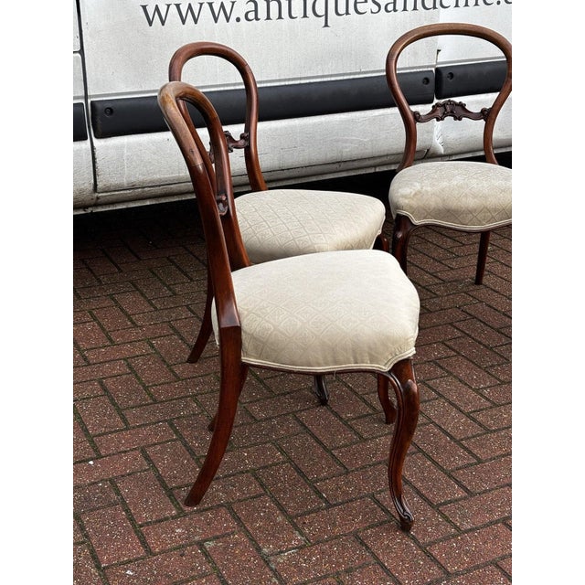 Victorian Walnut Balloon Back Dining Chairs, Set of 4 For Sale - Image 4 of 13