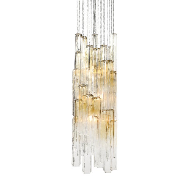 Glass Mid-Century Large Muted Citrine Calza Glass Chandelier Signed Venini For Sale - Image 7 of 18