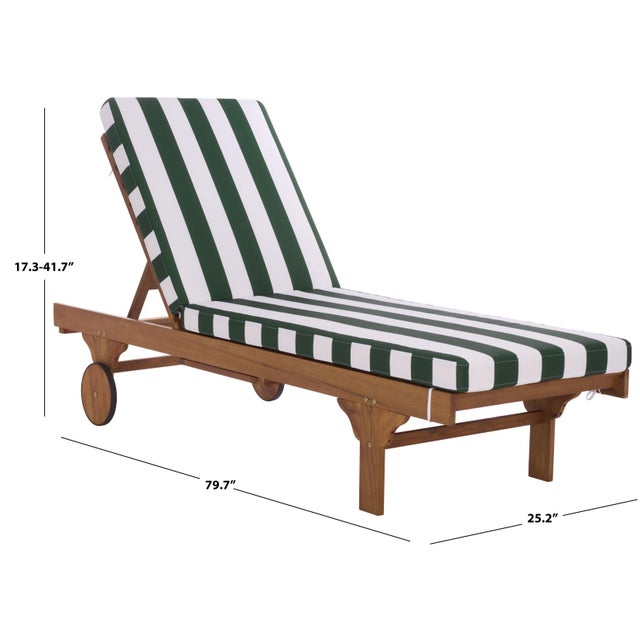 Newport Chaise Lounge, Green Stripe For Sale In Philadelphia - Image 6 of 13