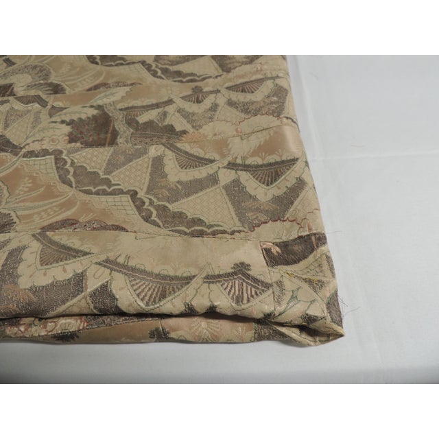 19Th C. Antique Silk and Metallic Threads Woven Art Deco Style Pattern Textile. Patchwork pattern. Peach and grey. Size:...