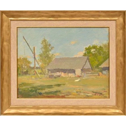 Arvids Egle, Farm, Oil on Canvas, 20th Century For Sale - Image 4 of 4