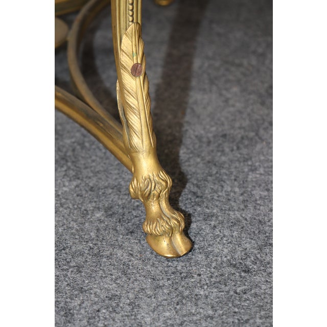 Stone Pair 1920's Directoire Bronze Rams Head Marble Top Gueridon Tables For Sale - Image 7 of 13