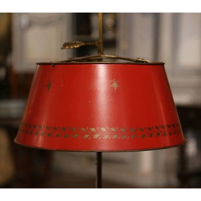 French Early 20th Century French Brass and Tole Three-Light Bouillotte Table Lamp For Sale - Image 3 of 10
