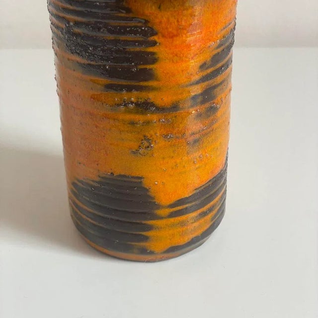 Mid-Century Modern Orange Glazed Ceramic Vase, C. 1960s For Sale - Image 3 of 5