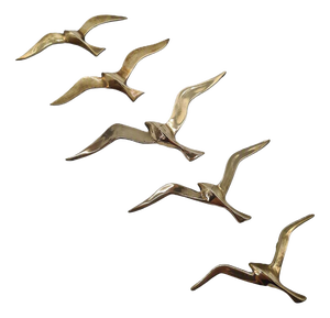 Modernist Brass Wall Seagulls, 1960s, Set of 5