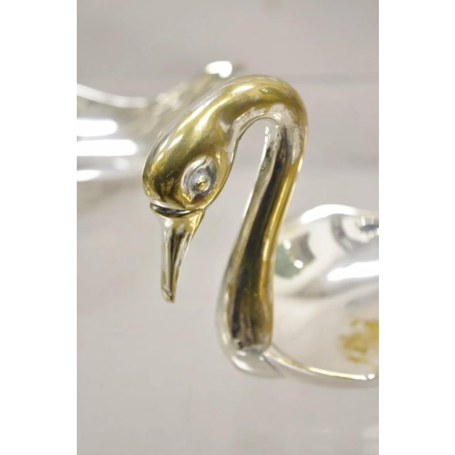Late 20th Century Modern Figural Silver Plated Copper Swan Bird Candy Dish Trinket Bowl - a Pair For Sale In Philadelphia - Image 6 of 10