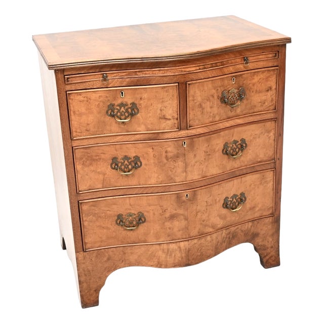Antique Georgian Burr Walnut Chest of Drawers, 1920s For Sale