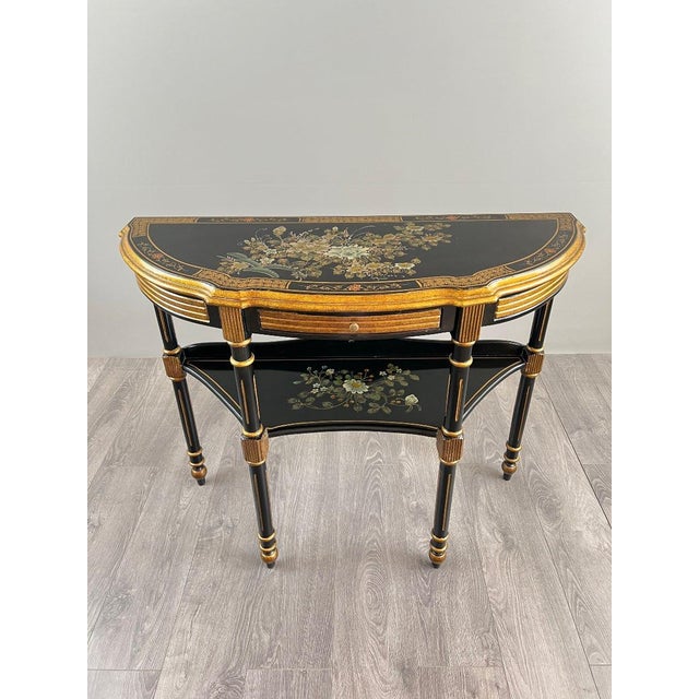 20th Century Louis XVI Style Painted Half-Moon Console For Sale - Image 3 of 12