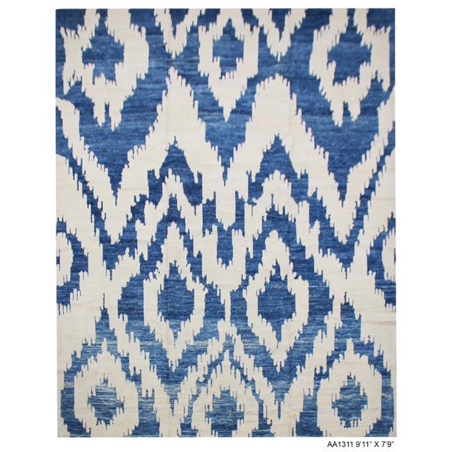Hand Knotted Ikat Rug - 7'9" X 9'11" For Sale - Image 4 of 4