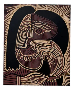 Pablo Picasso, Woman with the Necklace, Linocut, 1962
