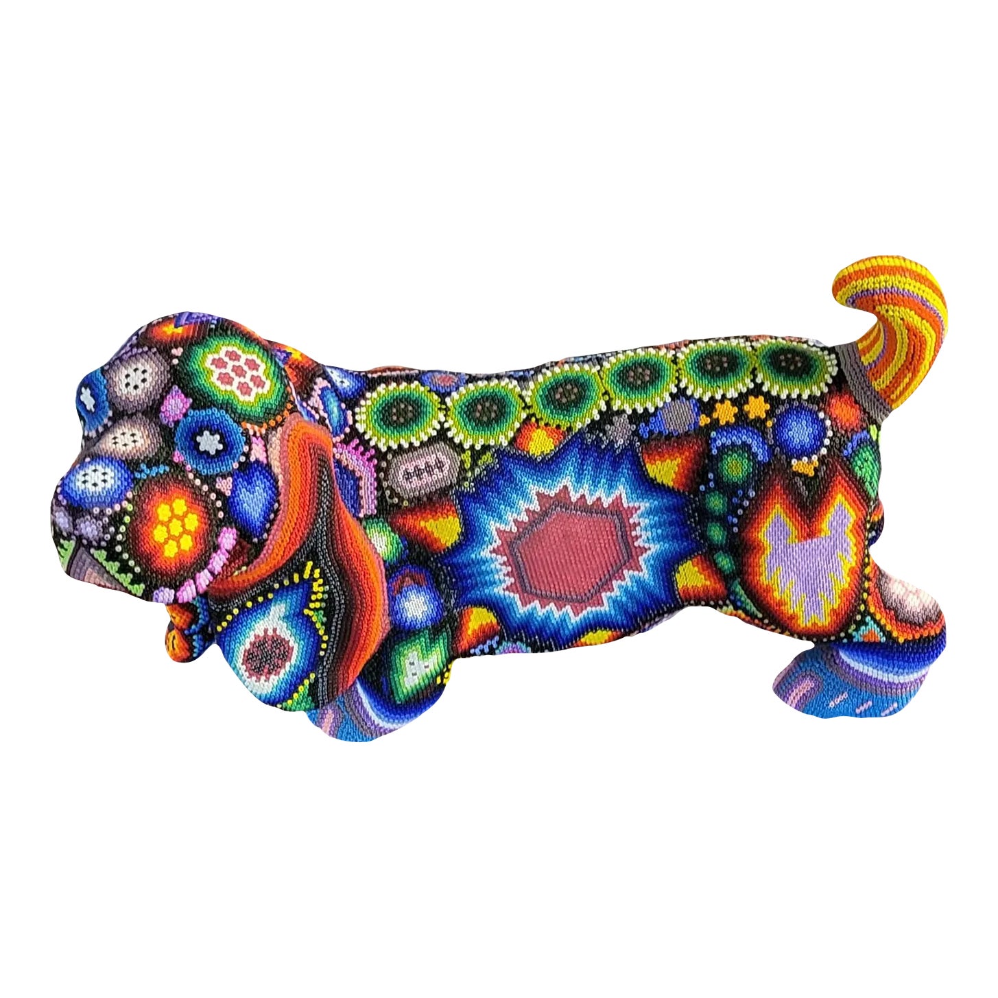Mexican Folk Art Huichol Basset Hound Dog Statue | Chairish