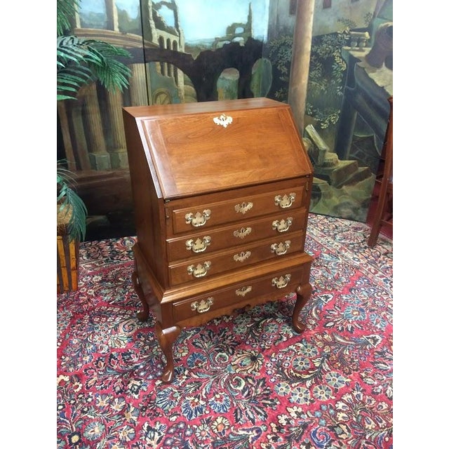 Wood Vintage Secretary Desk, Cherry Desk by Maddox Furniture For Sale - Image 7 of 18