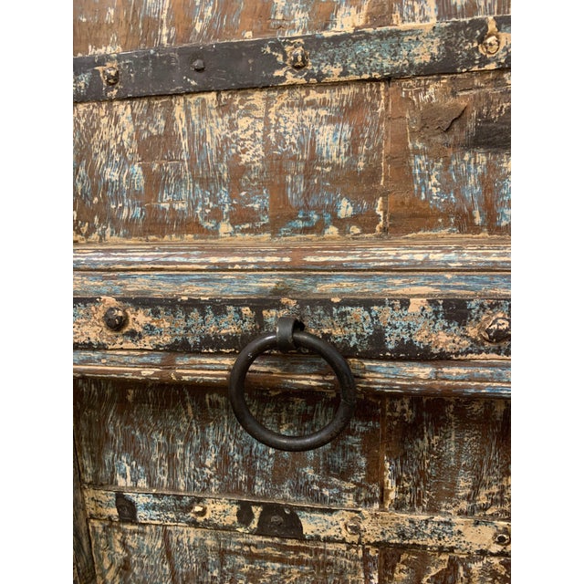 Far Pavilions 1980s Distressed Antique Door Repurposed Rustic Solid Wood Nightstand Cabinet For Sale - Image 4 of 4