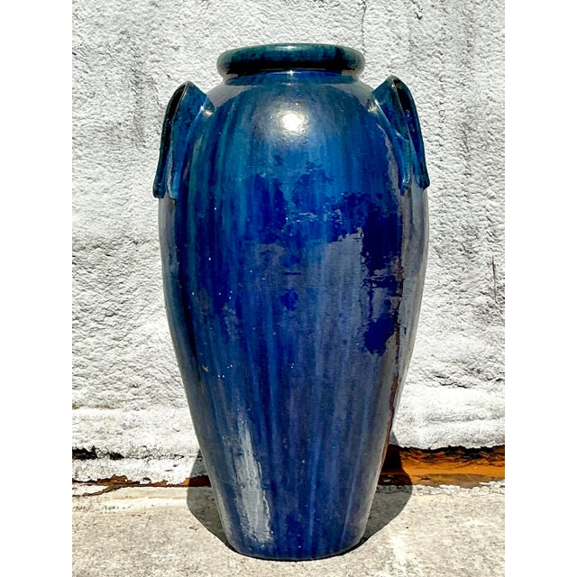 Vintage Boho Monumental Glazed Ceramic Urn For Sale - Image 4 of 10