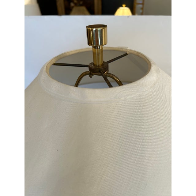 Chunky Midcentury Modern Lucite and Brass Floor Lamps- A Pair For Sale - Image 12 of 12
