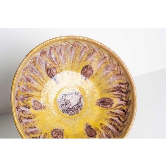 1940s Guido Gambone Yellow Ceramic Bowl, Italy, C. 1950s For Sale - Image 5 of 8