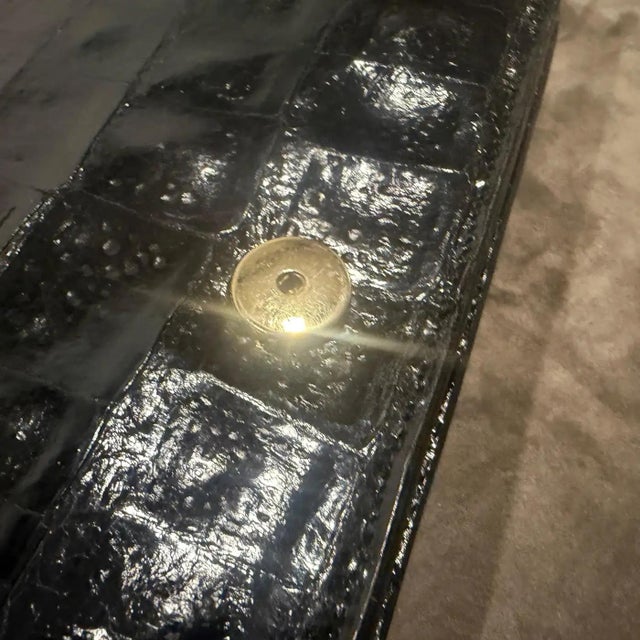 1970s High Quality Vintage Black Leather and Brass Italian Shoulder Bag For Sale - Image 13 of 18