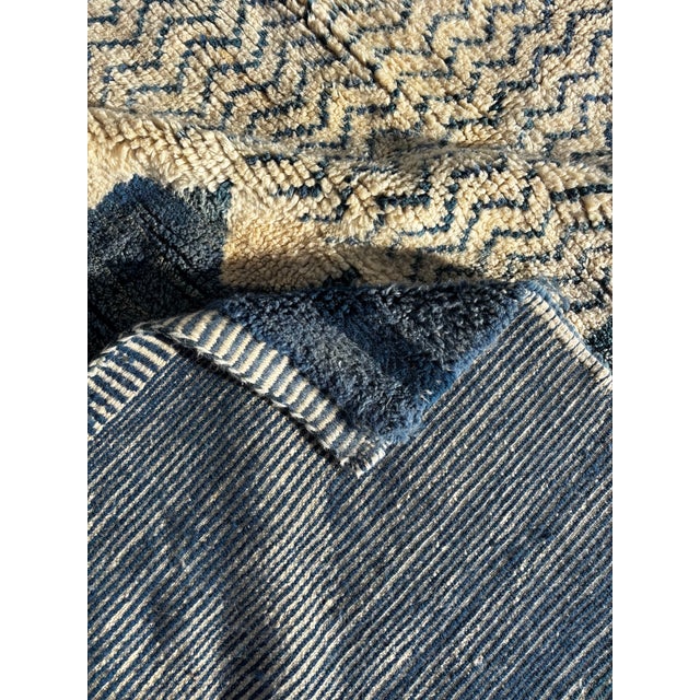 Blue Large Moroccan Mrirt Beni Ouarain Wool Rug, 1990 For Sale - Image 8 of 12