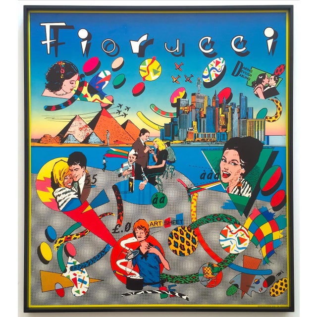 Fiorucci Vintage 1980 Post Modern Memphis Framed New Wave