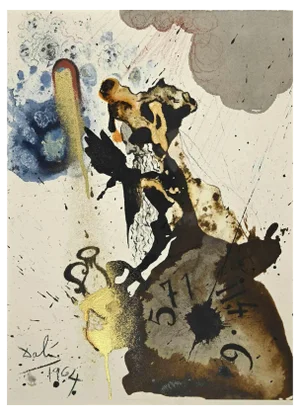 Salvador Dalí, Mane, Thecel, Phares, Lithograph, 1964
