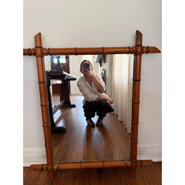 French Provincial Early 20 C Faux Bamboo Mirror For Sale - Image 3 of 3