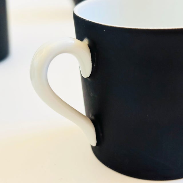 Ceramic Mid Century Porcelain Demitasse Mugs - Set of 5 - Black and White Glazes For Sale - Image 7 of 11