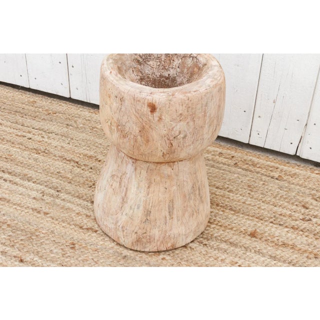 Tall Vintage Teak Ukhali Pot For Sale - Image 4 of 7