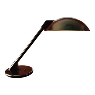 Vintage Postmodern Art Specialty Co. Oversized Black Cantilever Saucer Desk Lamp For Sale