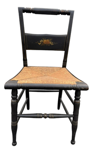 Early 19th Century Attributed Hitchcock Side Chair — Antique Painted Rush Seat