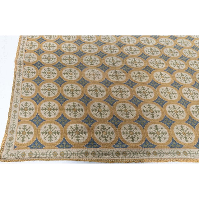1940s Doris Leslie Blau Antique Floral Soft Beige Needlework Rug - c. 1940 Portuguese For Sale - Image 5 of 8