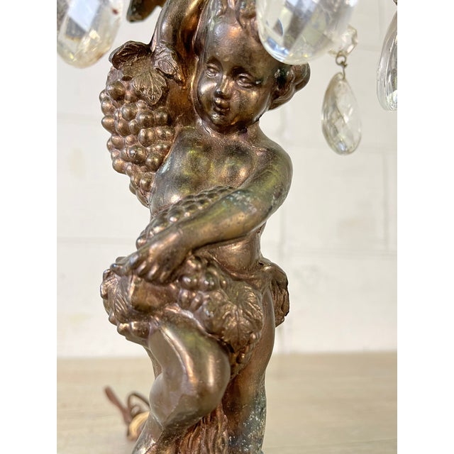1950s Vintage 1950s Metal Cherub Table Lamps, Pair For Sale - Image 5 of 9