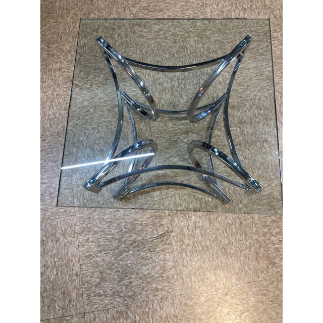 Mid-Century Modern Vintage Mid-Century Modern Chrome & Glass End Table For Sale - Image 3 of 4