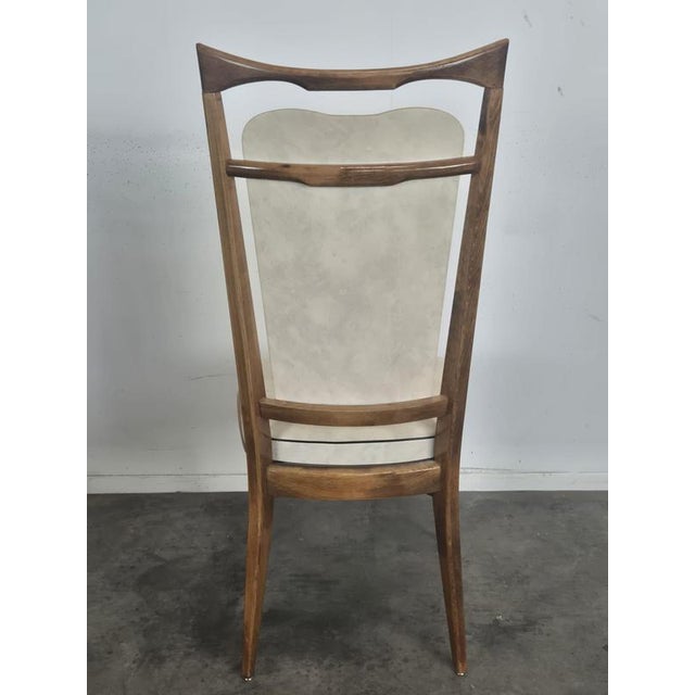 1950s High-Backed Chairs with Cream-Colored Faux Leather Upholstery, 1950s, Set of 6 For Sale - Image 5 of 8