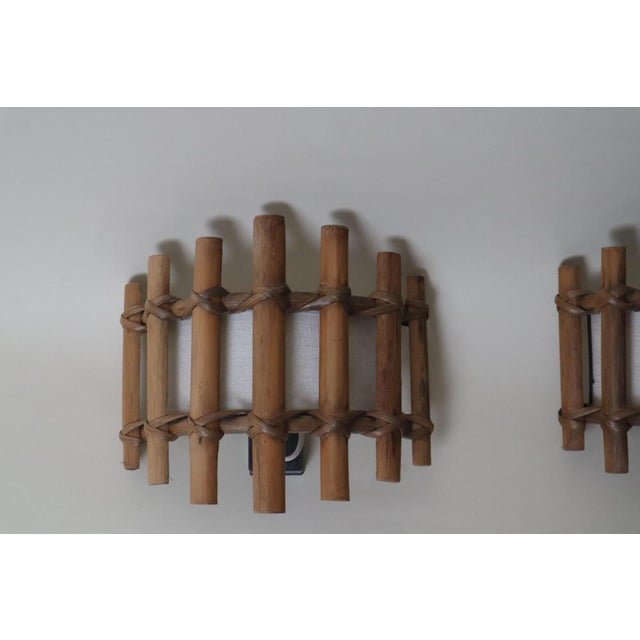 Antique Bamboo Wall Sconces in the style of Louis Sognot, 1960s, Set of 2 For Sale - Image 10 of 16