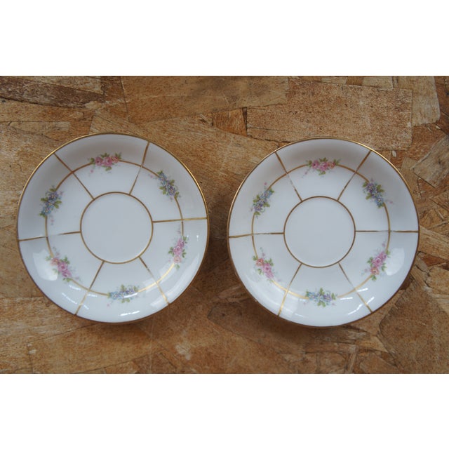 Antique J Pouyat Limoges France Gold Rim Octagonal Serving Dishes