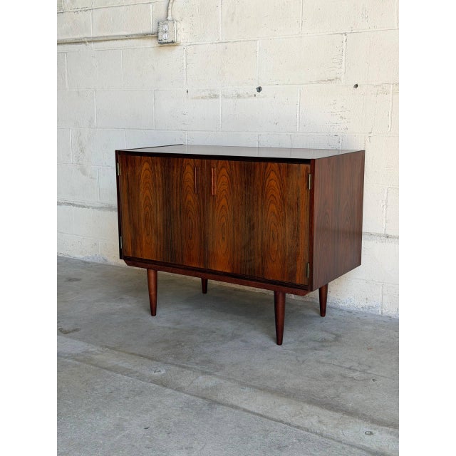 1960s Rosewood Sideboard Credenza Storage Unit With Hinged Doors Denmark Mid-Century Modern 1960s For Sale - Image 5 of 10