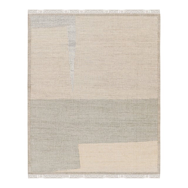 Rug & Kilim’s Abstract Flatweave in Beige with Geometric Patterns - 6x9 For Sale