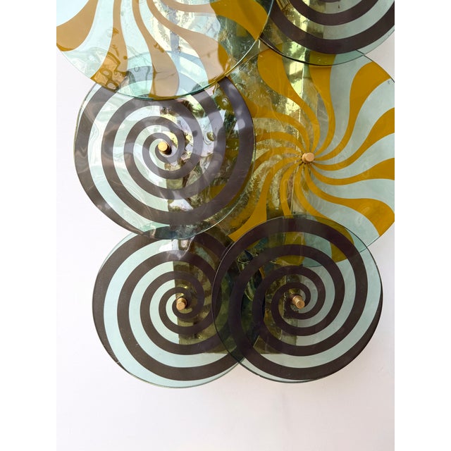 Contemporary Pair of Brass and Murano Glass Spiral Sconces, Italy For Sale - Image 11 of 14