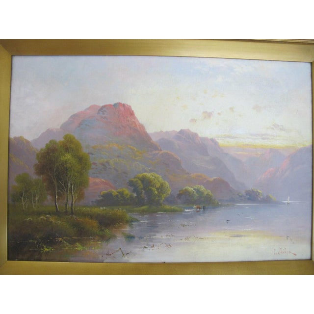 Late 19th century original landscape oil painting on canvas. Signed at lower right, signature isn't quite legible appears...
