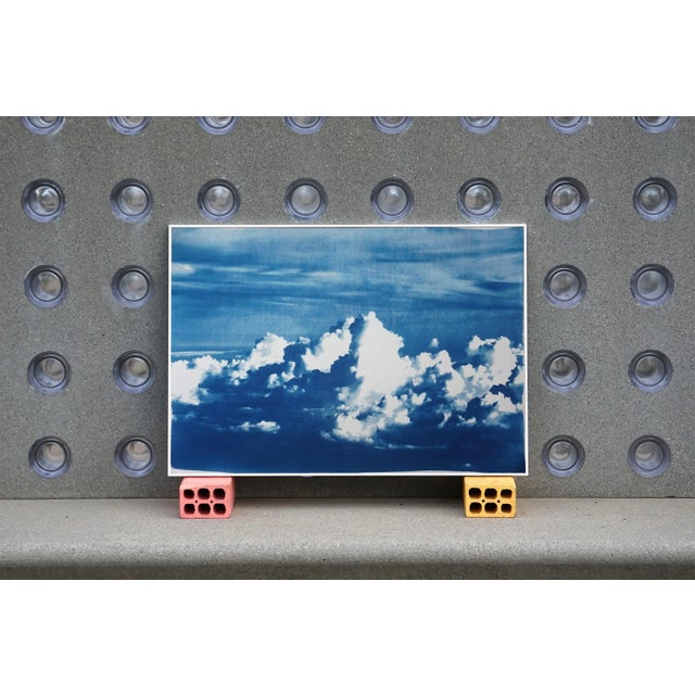 Blustery Clouds After a Storm, Sky Blue Handprinted Cyanotype on Watercolor Paper, Meaningful Scene 28x40 Inch. Limited Edition For Sale - Image 4 of 13