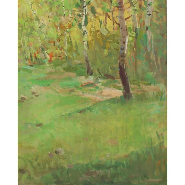 1950s Impressionism Forest Oil Painting, 1958 For Sale - Image 5 of 6