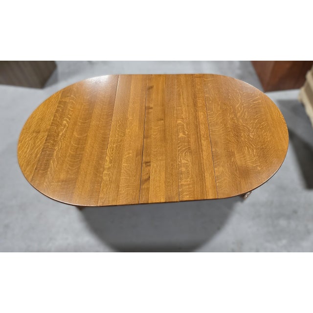 1876 Dining Table "Lady Liberty", Hand Carved Quarter Sawn Oak With 12 Leaves For Sale - Image 12 of 13