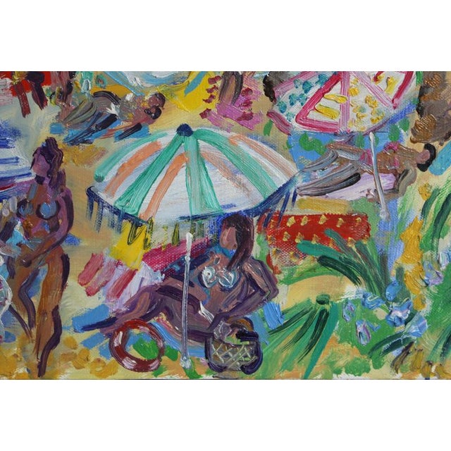 Yvon Grac, The Cros Dei Pin Beach at St. Jean Cap Ferrat, 1990s, Oil Painting on Canvas, Framed For Sale - Image 18 of 18