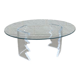 1980s Vintage Lucite and Glass Top Coffee Table For Sale