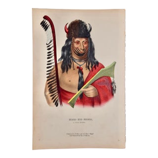 Kish-Ke-Kosh, Fox Brave: Original Hand-Colored McKenney & Hall Lithograph, 1848 For Sale